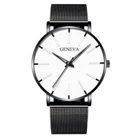 Luxury Fashion Men's Ultra Thin Watches Minimalist Men Business Black Stainless Steel Mesh Belt Quartz Watch