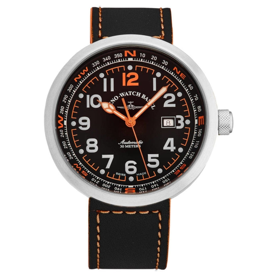Zeno B554-A15 Men's 'Rondo' Black Dial Black/Red Leather Strap Automatic Watch