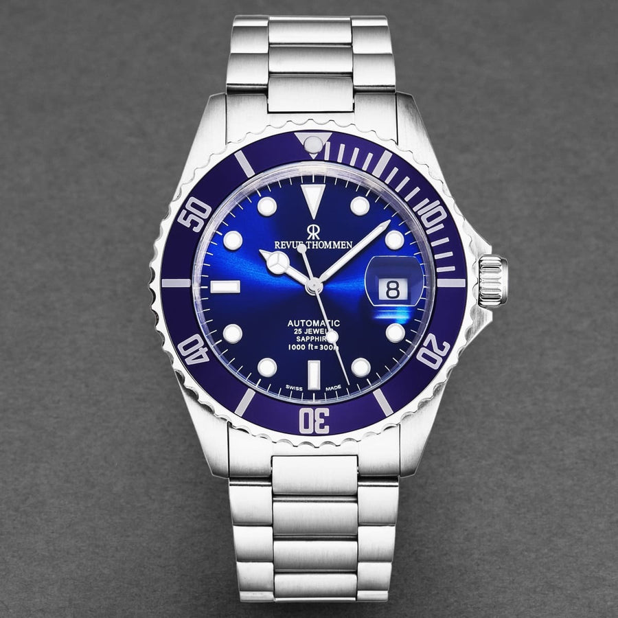 Revue Thommen Men's 'Diver' Blue Dial Stainless Steel Bracelet Swiss Automatic Watch 17571.2128