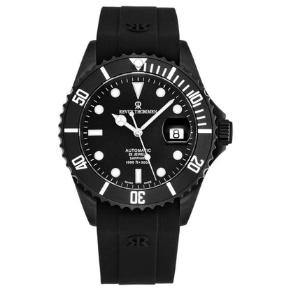 Revue Thommen 17571.2877 Men's 'Diver' Black Dial Rubber Strap Swiss Automatic Watch