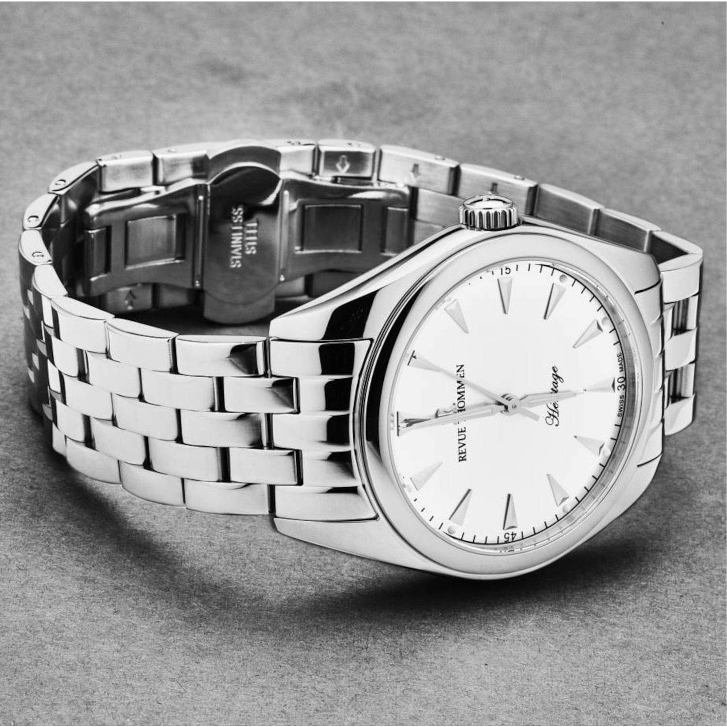 Revue Thommen 21010.2133 Men's 'Heritage' Silver Dial Stainless Steel Bracelet Automatic Watch
