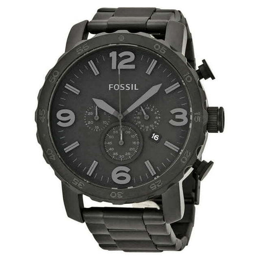 Fossil Nate Chronograph Black Dial Black Ion-plated Men's Watch JR1401