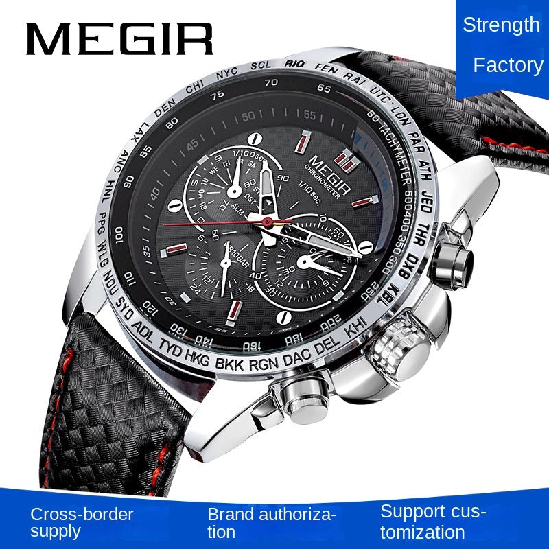 MEGIR Cross border Hot Sale Wholesale Waterproof Watch for men Artificial Eyes Decorative Six Needle Sport Watch
