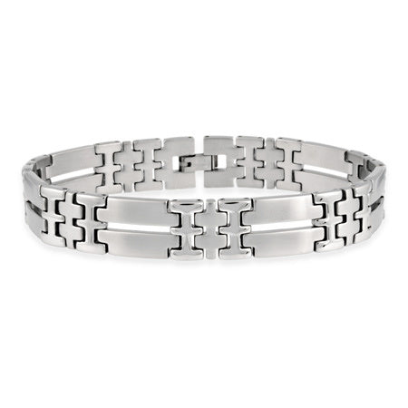 Stainless Steel Double "I" and Bar Link Bracelet