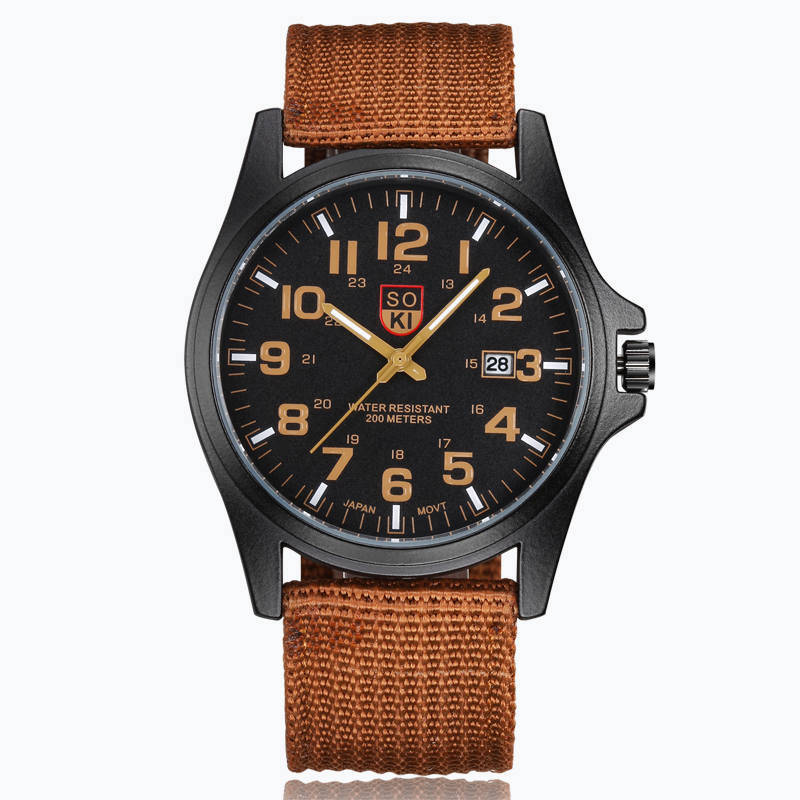 Men's Nylon Strap Quartz Watch Fashion Casual Round Hand Date Men's Watches