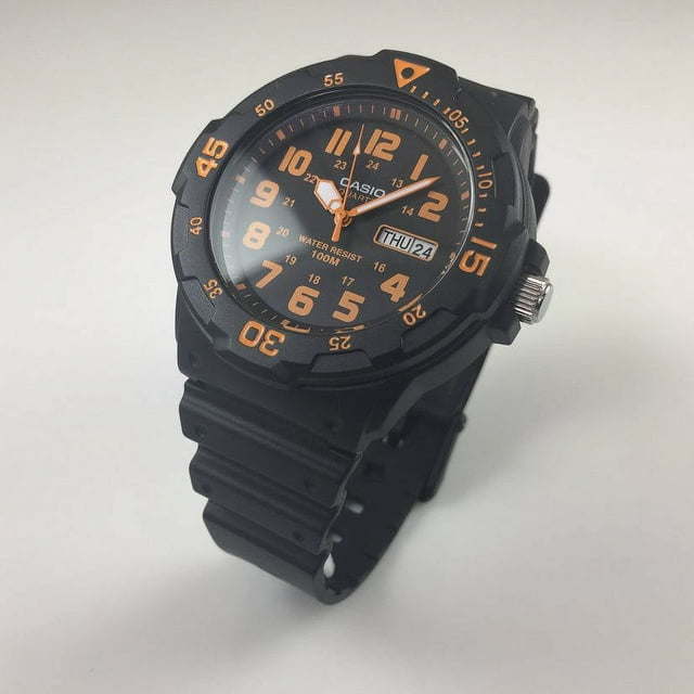 Casio Men's Dive Style Watch, Black/Orange Accents MRW200H-4BV