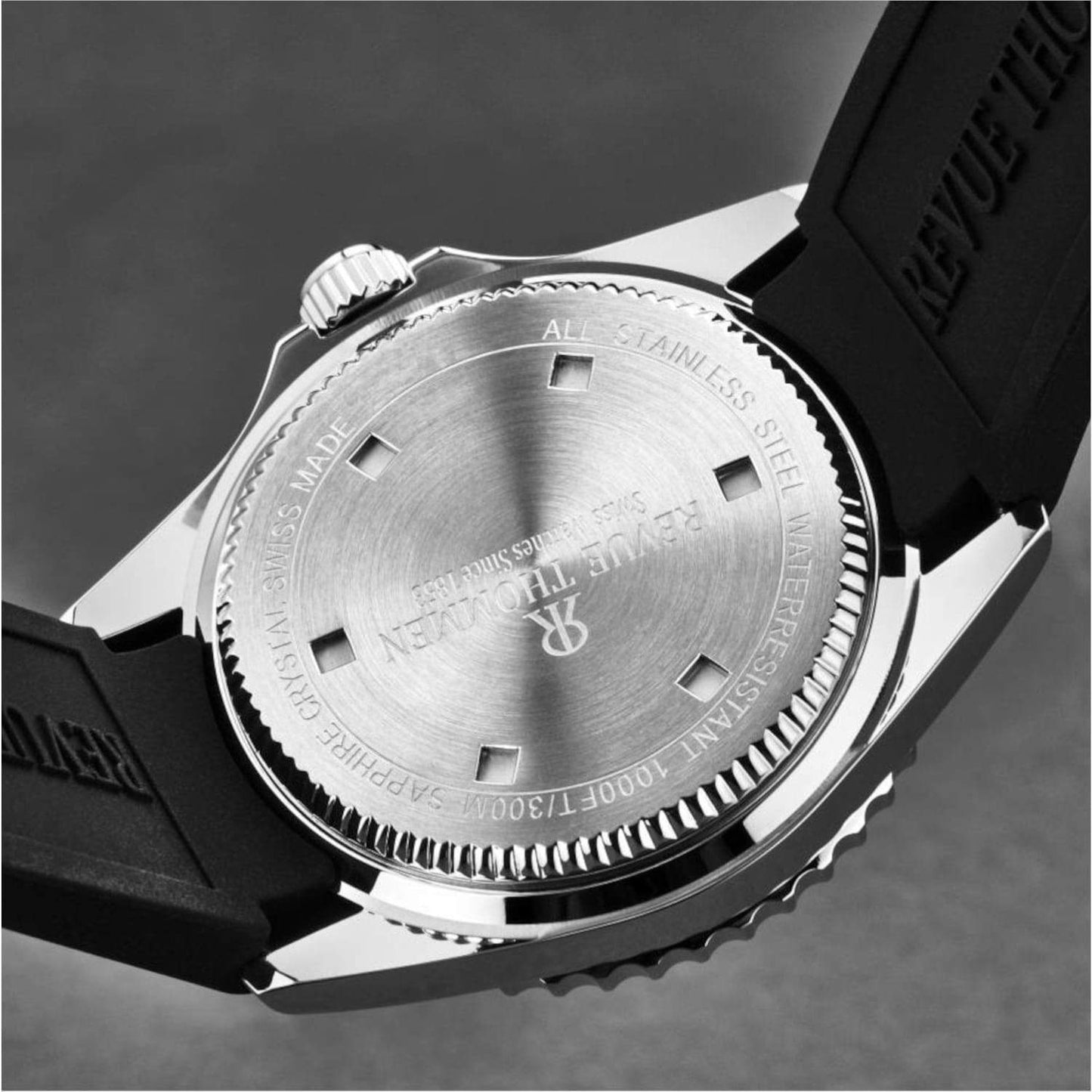 Revue Thommen 17571.2834 Men's 'Diver' Black Dial Rubber Strap Swiss Automatic Watch