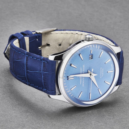 Zeno Men's 'Jules Classic' Limited Edition Blue Dial Blue Leather Strap Automatic Watch 4942-2824-G4