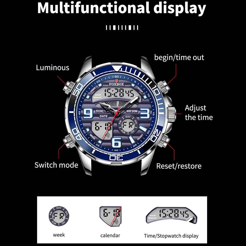 2022 Top Brand Luxury Digital Mens Watches Top Luxury Sport Quartz Wristwatch For Men All Steel Military Waterproof Clock+Box