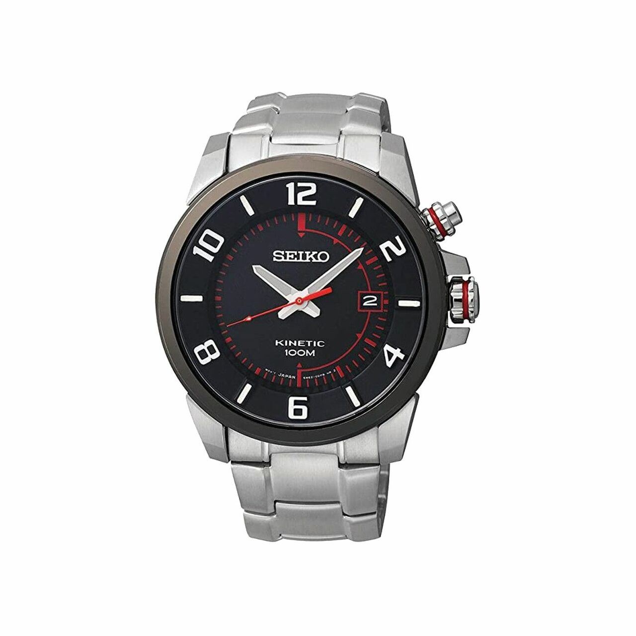 Seiko SKA553 Kinetic Black Dial Stainless Steel Men's Auto-Quartz Watch