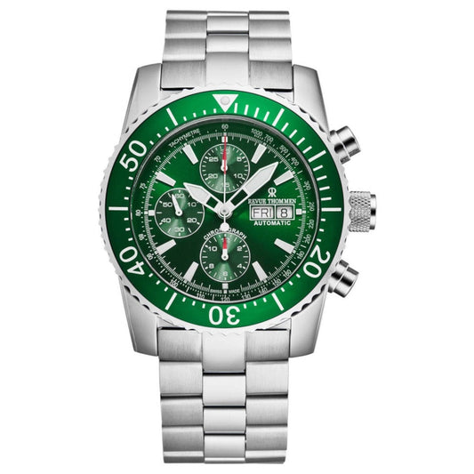 Revue Thommen 17030.6132 Men's 'Divers' Green Dial Day-Date Chronograph Automatic Watch